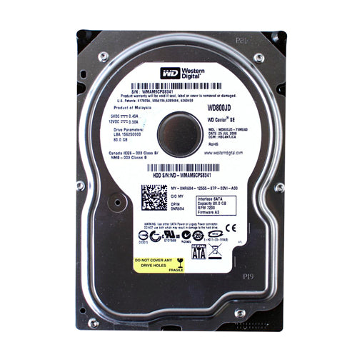 NR694 Dell 80GB 7200RPM SATA 3Gb/s Hot-Pluggable 3.5-Inch Hard Drive with Tray for PowerEdge Servers