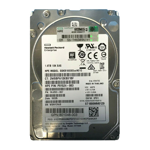 P01524-003 HP 3Par 1.8TB 10000RPM SAS 12Gb/s 2.5-Inch Hard Drive
