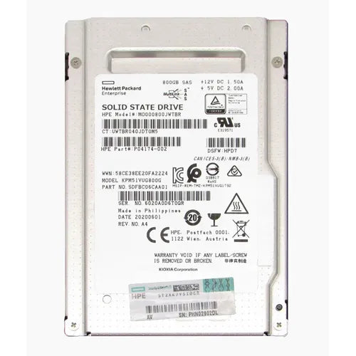 P04174-002 HP 800GB Multi-Level Cell SAS 12Gb/s Hot Swappable Mixed Use SFF 2.5-Inch Solid State Drive with Smart Carrier for ProLiant DL325 Gen10