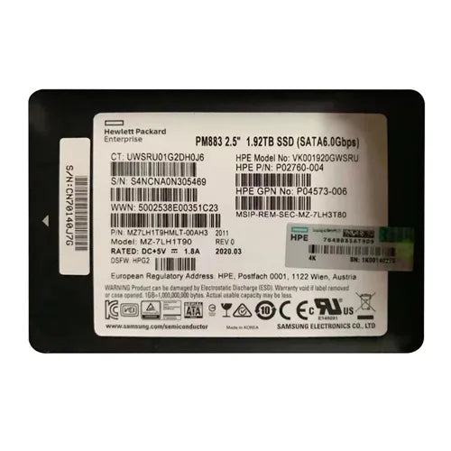 P04573-006 HP 1.92TB SATA 6Gb/s Read Intensive 2.5-Inch Solid State Drive