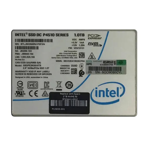 P13641-001 HP 1TB PCI Express NVMe x4 Read Intensive 2.5-Inch Solid State Drive