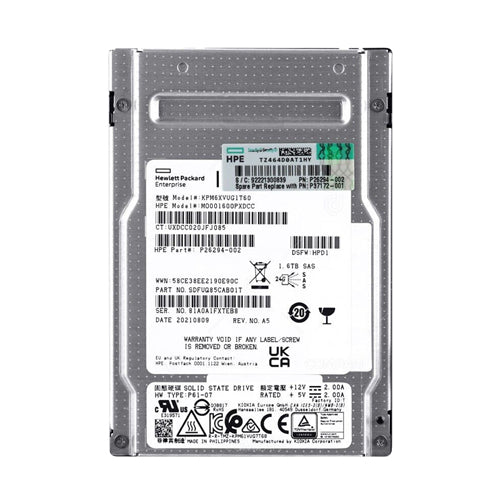 P37172-001 HP 1.6TB SAS 24Gb/s Mixed Use 2.5-Inch Solid State Drive