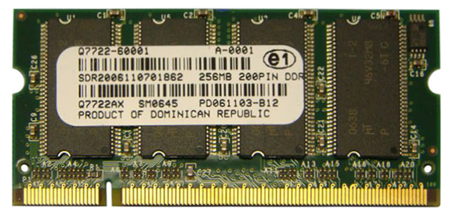 Q7722ABX HP 256MB PC2100 DDR-266MHz non-ECC Unbuffered CL2.5 200-Pin SoDimm Memory Module for LaserJet 3000/3800/4700/5550 Series Printers
