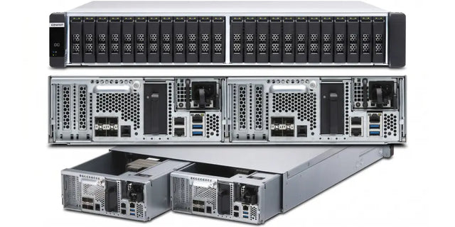 ES2486DC-2142IT-128G QNAP 2U Rackmount NAS 24-Bay SAS 12Gb/s HDD 1x Xeon D-2142IT 8 Core CPU 128GB DDR4 RDIMM 700-Watts Redundant Power Supply