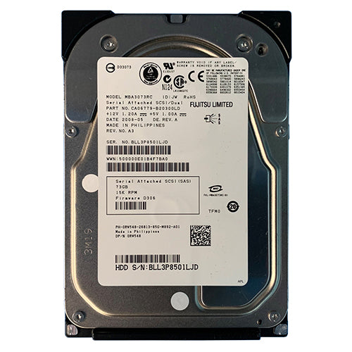 RW548 Dell 73GB 15000RPM SAS 3Gb/s 16MB Cache 3.5-Inch Hard Drive