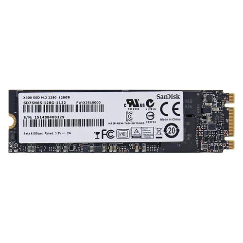 SD7SN6S-128G-1122 SanDisk X300 Series 128GB SATA 6Gb/s M.2 2280 Solid State Drive