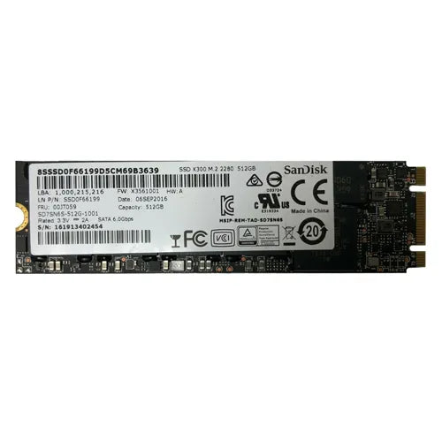 SD7SN6S-512G-1001 SanDisk X300 Series 512GB Triple-Level Cell SATA 6Gb/s M.2 2280 Solid State Drive