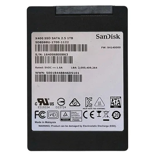 SD8SB8U-1T00-1122 SanDisk X400 Series 1TB SATA 6Gb/s 2.5-Inch Solid State Drive