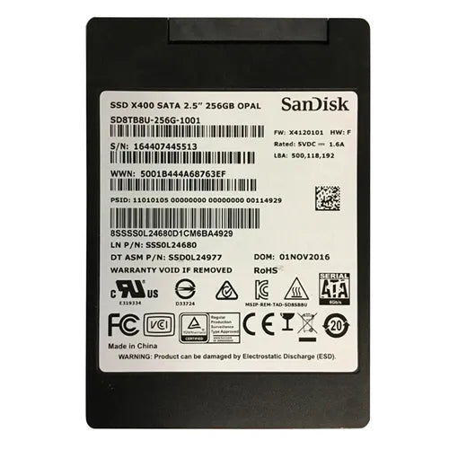 SD8TB8U-256G-1001 SanDisk X400 Series 256GB Triple-Level Cell SATA 6Gb/s (AES-256) (SED/TCG/Opal 2.0) 2.5-Inch Solid State Drive