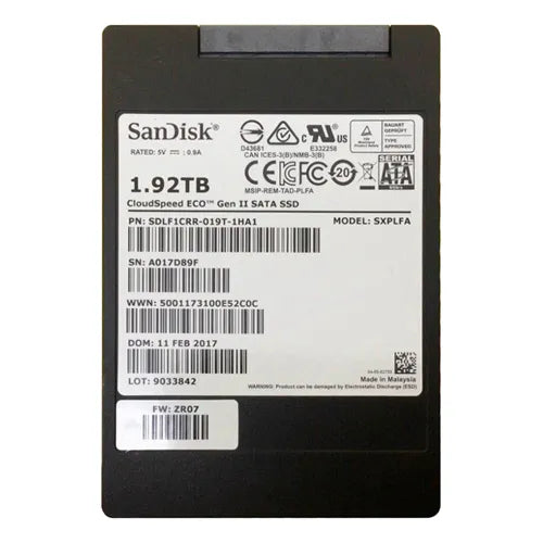 SDLF1CRR-019T-1HA1 SanDisk Cloud Speed ECO Gen-II 1.92TB SATA 6Gb/s 2.5-Inch Solid State Drive