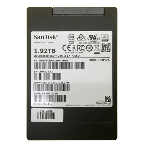 SDLF1CRR-019T-1HAZ SanDisk Cloudspeed Eco 1.92TB Multi-Level Cell SATA 6Gb/s 2.5-Inch Enterprise Solid State Drive