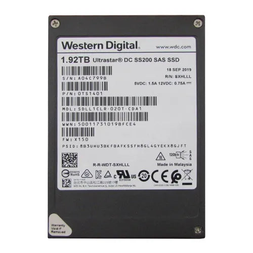 SDLL1CLR-020T-CDA1 HGST Ultrastar DC SS200 Series 1.92TB Multi-Level Cell SAS 12Gb/s Read Intensive (TCG) 2.5-Inch Solid State Drive