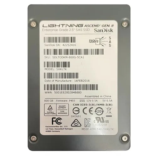 SDLTODKM-800G-5CA1 SanDisk Lightning Ascend Gen. II 800GB SAS 12Gb/s 2.5-Inch Solid State Drive