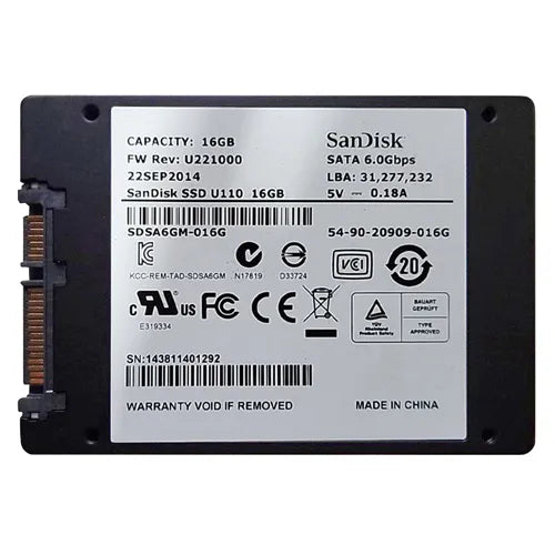 SDSA6GM-016G SanDisk U100 16GB Multi-Level Cell SATA 6Gb/s 2.5-Inch Solid State Drive