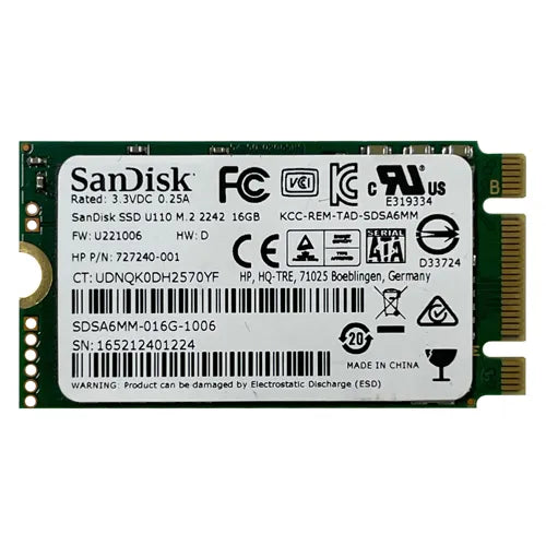 SDSA6MM-016G-1006 SanDisk U110 16GB Multi-Level Cell SATA 6Gb/s M.2 2242 Solid State Drive