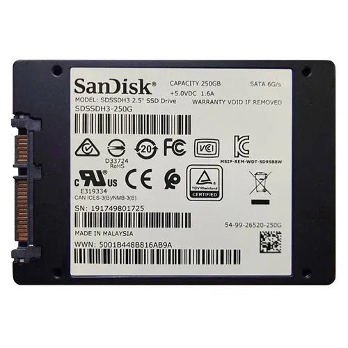 SDSSDH3-250G SanDisk Ultra 3D 250GB Single-Level Cell SATA 6Gb/s 2.5-Inch Solid State Drive