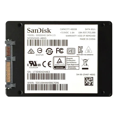 SDSSDHII-480G-G25 SanDisk Ultra II 480GB Triple-Level Cell SATA 6Gb/s 2.5-Inch Solid State Drive