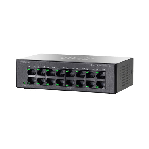 SF100D-16-AU Cisco Small Businesses 100 Series SF100D-16 16 x Ports 10/100Base-T Layer 2 Unmanaged Fast Ethernet Network Switch