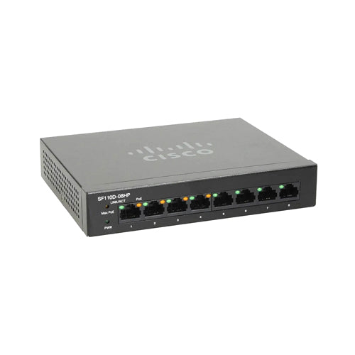 SF110D-08HP-AU Cisco Small Business 110 Series SF110D-08HP 8 x Ports 10/100Base-T PoE Unmanaged Fast Ethernet Network Switch