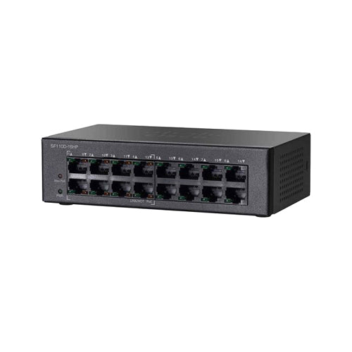 SF110D-16HP-EU Cisco Small Business 110 Series SF110-16HP 16 x Ports PoE 10/100Base-TX Layer 2 Unmanaged Fast Ethernet Network Switch