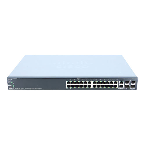 SF500-24P-K9-CN-RF Cisco Small Business 500 Series SF500-24P 24 x Ports PoE+ 10/100Base-TX + 2 x Ports Combo SFP + 2 x Ports SFP Rack-mountable Layer 3 Managed Fast Ethernet Network Switch