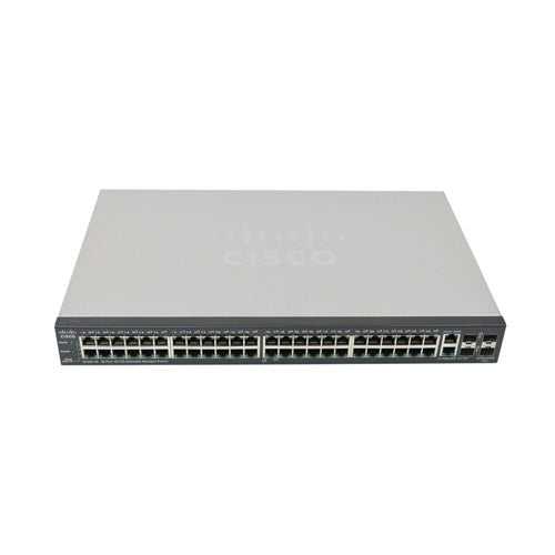 SF500-48-K9-G5 Cisco Small Business 500 Series 48 x RJ-45 Ports PoE 10/100Base-TX + 2 x Combo Gigabit SFP Ports + 2 x SFP Ports Layer 3 Managed Rack-mountable Stackable Fast Ethernet Network Switch