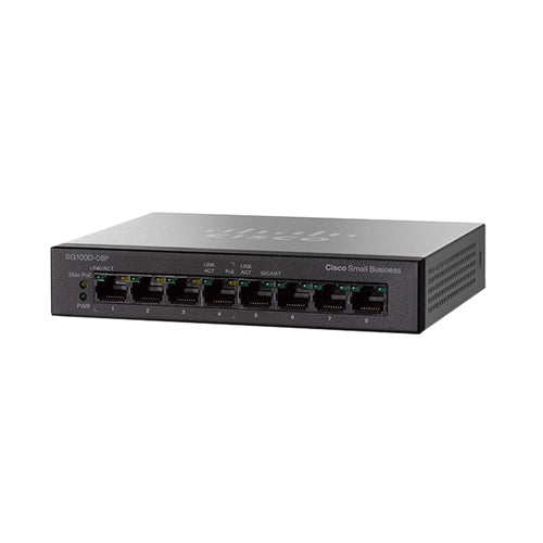 SG100D-08P-AU Cisco Small Business 100 Series SG100D-08P 8 x Ports PoE 10/100/1000Base-T Layer 2 Unmanaged Gigabit Ethernet Network Switch
