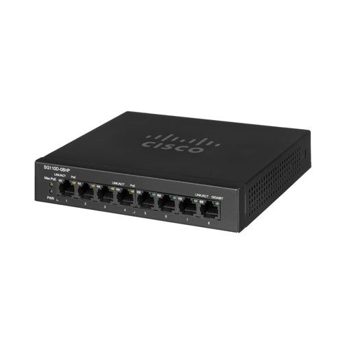 SG110D-08HP-AU Cisco Small Business 110 Series SG110D-08HP 8 x Ports PoE 10/100/1000Base-T Unmanaged Gigabit Ethernet Network Switch
