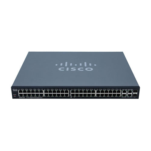 SG300-52MP-K9-AU Cisco Small Business 300 Series SG300-52MP 50 x Ports (48 x Ports PoE+) 10/100/1000Base-T + 2 x Ports Combo SFP (mini-GBIC) Rack Mountable 1U Layer 3 Managed Gigabit Ethernet Network Switch