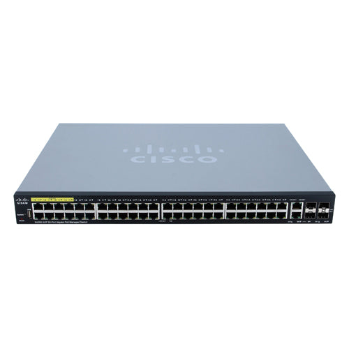 SG350-52P-K9-NA Cisco Small Business 350 Series SG350-52P 48 x Ports PoE+ 10/100/1000Base-T + 2 x Combo Gigabit SFP Ports + 2 x SFP Ports Layer 3 Managed Rack-mountable Gigabit Ethernet Network Switch
