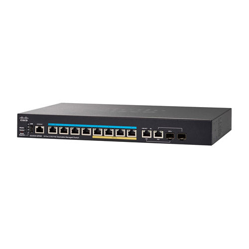 SG350X-8PMDK9NA-RF Cisco Small Business 350X Series SG350X-8PMD 8 x Ports PoE+ 2.5GBase-T + 2 x Ports 10GBase-T Combo SFP+ Stackable Rack-mountable Layer 3 Managed Gigabit Ethernet Network Switch