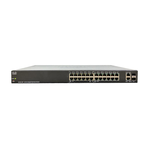 SLM2024PT-EU Cisco 200 SG200-26P 12 x Ports PoE 10/100/1000Base-T + 12 x Ports GBE + 2 x Combo SFP (mini-GIBIC) 1U Rack-Mountable Gigabit Ethernet Smart Network Switch