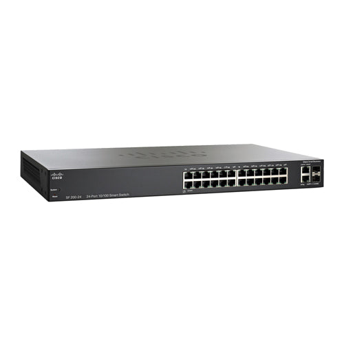 SLM224GT-EU Cisco 200 SF200-24 24 x Ports 10/100Base-TX + 2 x Ports Combo SFP (mini-GBIC) Layer 2 Managed Fast Ethernet Network Switch