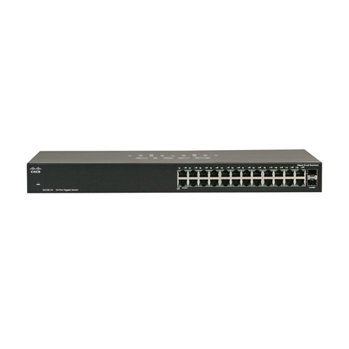 SR2024T-NA Cisco 100 Series SG100-24 24 x Ports 10/100/1000Base-T + 2 x Combo SFP Ports Layer 2 Unmanaged 1U Rack-Mountable Gigabit Ethernet Network Switch