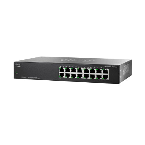 SR216T-NA Cisco SF100-16 16 x Ports 10/100Base-TX Layer 2 1U Rack-Mountable Ethernet Network Switch