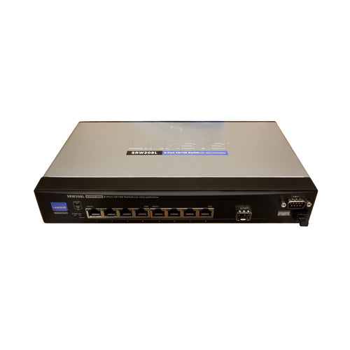 SRW208L Cisco LinkSys 8 x Ports 10/100Base-TX + 1 x Ports SFP Mini-GBIC Layer 2 Managed 1U Rack-Mountable Gigabit Ethernet Network Switch