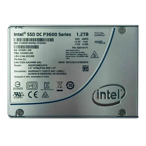 SSDPE2ME012T410 Intel DC P3600 1.2TB Multi-Level Cell PCI Express 3.0 x4 NVMe U.2 2.5-Inch Solid State Drive