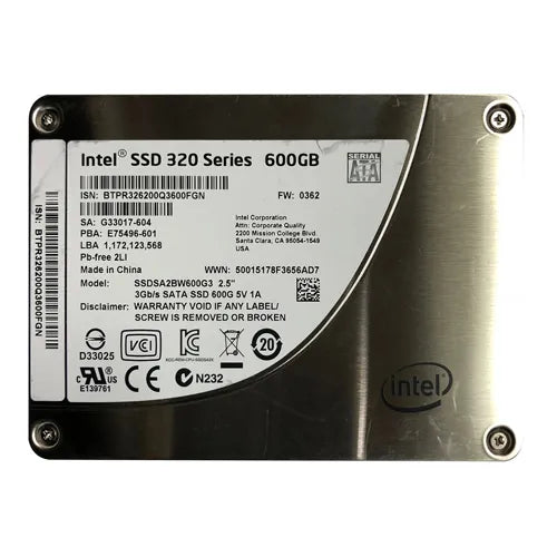 SSDSA2BW600G3 Intel 320 600GB Multi-Level Cell SATA 3Gb/s 2.5-Inch Solid State Drive