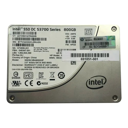 SSDSC2BA800G3P Intel DC S3700 800GB Multi-Level Cell SATA 6Gb/s 2.5-Inch Solid State Drive