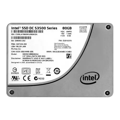SSDSC2BB080G4 Intel DC S3500 80GB Multi-Level Cell SATA 6Gb/s 2.5-Inch Solid State Drive