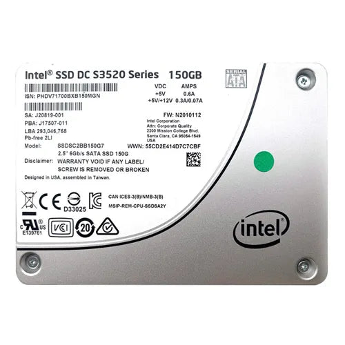 SSDSC2BB150G7 Intel S3520 150GB Multi-Level Cell SATA 6Gb/s 2.5-Inch Solid State Drive