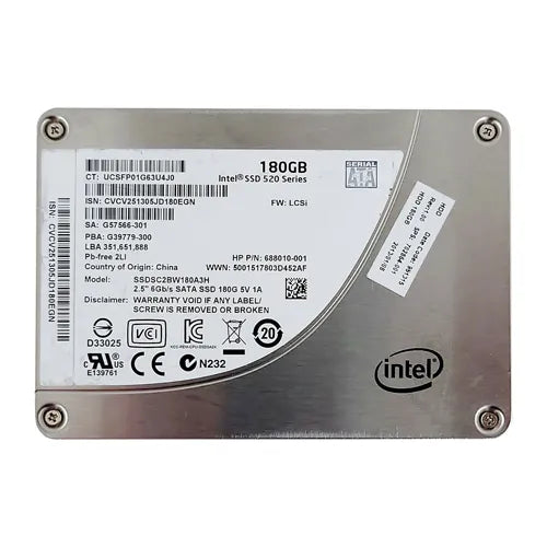 SSDSC2BW180A3H Intel 520 180GB Multi-Level Cell SATA 6Gb/s 2.5-Inch Solid State Drive
