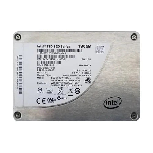 SSDSC2BW180A3L Intel 520 180GB Multi-Level Cell SATA 6Gb/s 2.5-Inch Solid State Drive