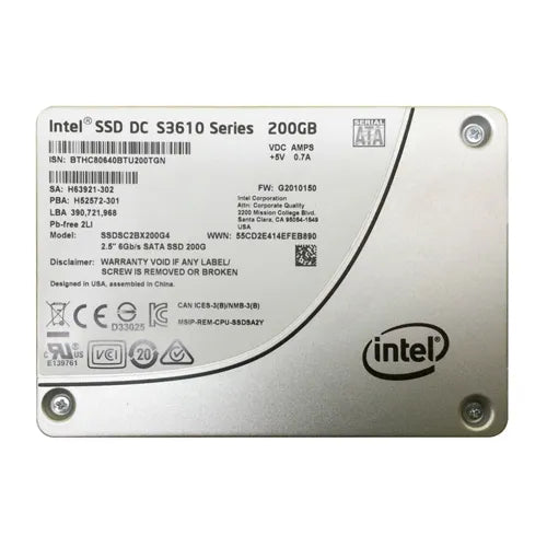 SSDSC2BX200G4 Intel DC S3610 200GB Multi-Level Cell SATA 6Gb/s 2.5-Inch Solid State Drive