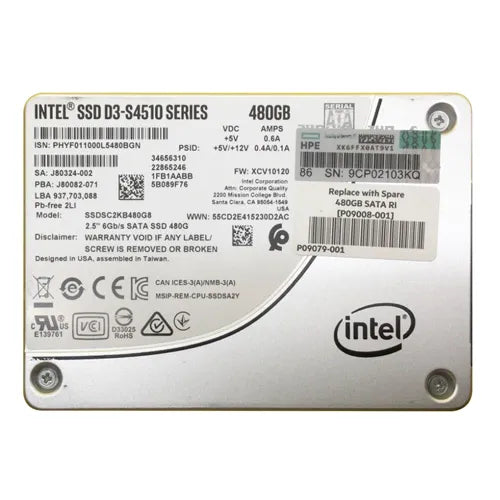 SSDSC2KB480G8 Intel D3 S4510 480GB Triple-Level Cell SATA 6Gb/s 2.5-Inch Solid State Drive