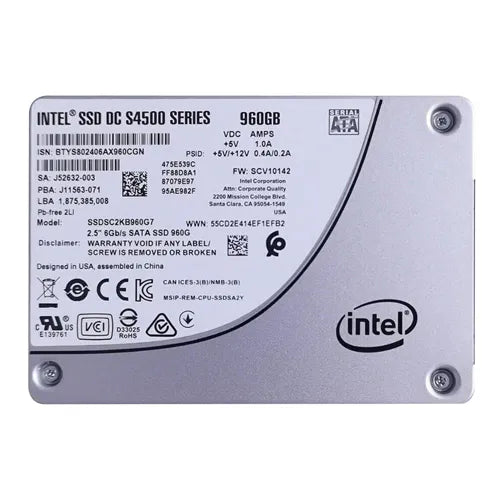 SSDSC2KB960G701 Intel DC S4500 960GB Triple-Level Cell SATA 6Gb/s 2.5-Inch Solid State Drive