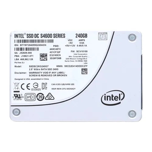SSDSC2KG240G701 Intel DC S4600 240GB Triple-Level Cell SATA 6Gb/s 2.5-Inch Solid State Drive