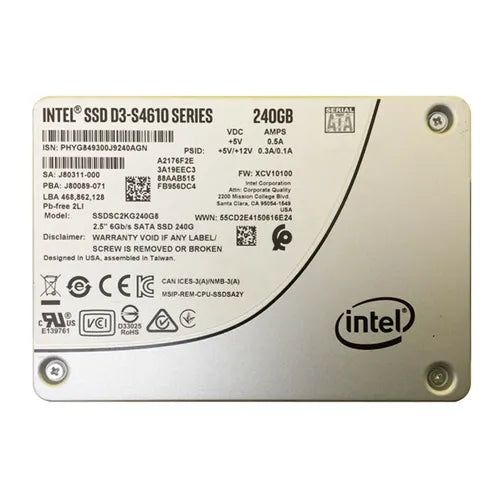 SSDSC2KG240G801 Intel D3 S4610 240GB Triple-Level Cell SATA 6Gb/s 2.5-Inch Solid State Drive