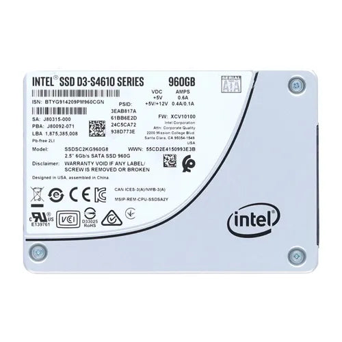 SSDSC2KG960G801 Intel D3 S4610 960GB Triple-Level Cell SATA 6Gb/s 2.5-Inch Solid State Drive
