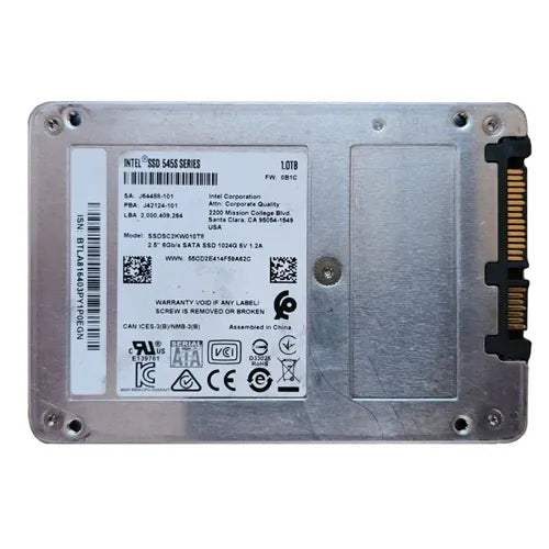 SSDSC2KW010T8X1 Intel 545s 1TB Triple-Level Cell SATA 6Gb/s 2.5-Inch Solid State Drive